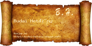 Budai Hetény névjegykártya